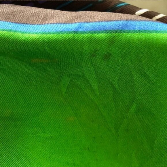 CHRISTIAN DIOR Silk Geometric Large Square Scarf Earth Tones Vintage - Picture 16 of 16